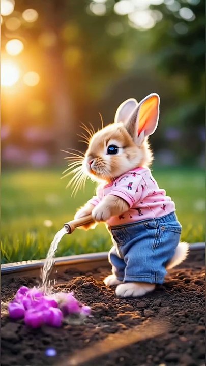 Cute Rabbit 🐇🌸 Gardening & Playing in Beautiful Flowers 🌼 | Adorable Viral Animation