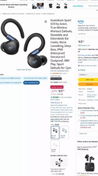 Soundcore Sport X20 by Anker, True-Wireless Workout Earbuds, Rotatable and Extendable Ear Hooks, Noise Cancelling, Deep Bass, IP68