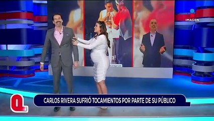 Una señora tocó los músculos de Carlos Rivera