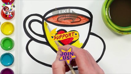 How to Draw a Colorful Coffee Cup with a Heart ☕❤️
