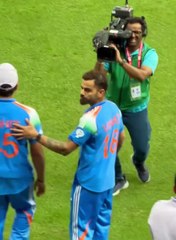 The way Virat Kohli patted on the back of his captain Rohit Sharma after winning the match