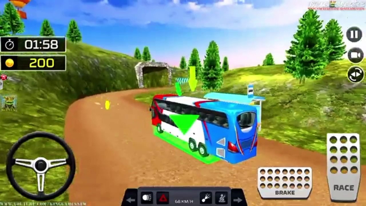 Uphill offroad bus driving simulator gameplay