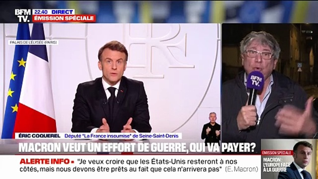 Allocution d'Emmanuel Macron: "Les États-Unis ne sont plus notre allié, ils ne sont plus notre partenaire, on doit donc proposer une autre issue", affirme Éric Coqurel (LFI)