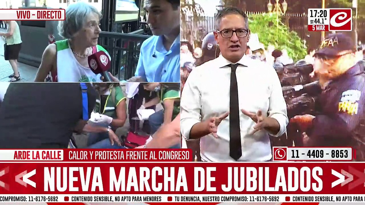 Miércoles de jubilados: abuelos marchan bajo 43° grados de térmica