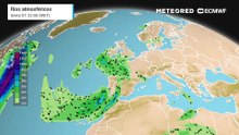 Previsão dos rios atmosféricos que afetarão a Europa até domingo, dia 9 de março.