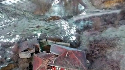 Sinop'taki heyelanın boyutu havadan görüntülendi