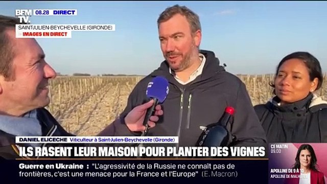 Un travail très important de préparation du sol : ils rasent leur maison en Gironde construite sur un terrain classé AOC pour planter des vignes