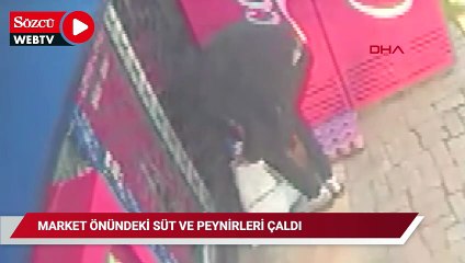 Avcılar’da market önündeki süt ve peynirleri çaldı