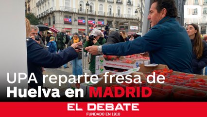 La Puerta del Sol, turistas intrigados y mucha fresa de Huelva: «No hace falta ni lavarla»