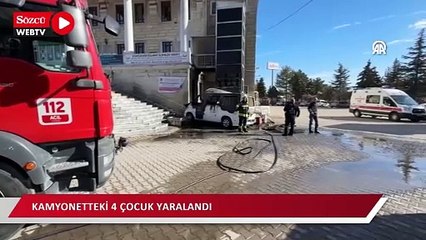Eskişehir'de park halinde bulunduğu cami bahçesinde yanan kamyonetteki 4 çocuk yaralandı