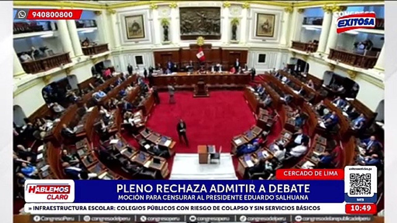 Eduardo Salhuana: Pleno rechaza admitir a debate moción de censura contra presidente del Congreso