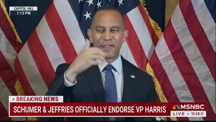 Hakeem Jeffries Endorses Kamala Harris