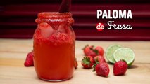 Cóctel Paloma de Fresa, una mezcla de refresco de toronja, tequila, fresas y mucho hielo