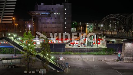 Munich Hackerbrucke Timelapse at Night