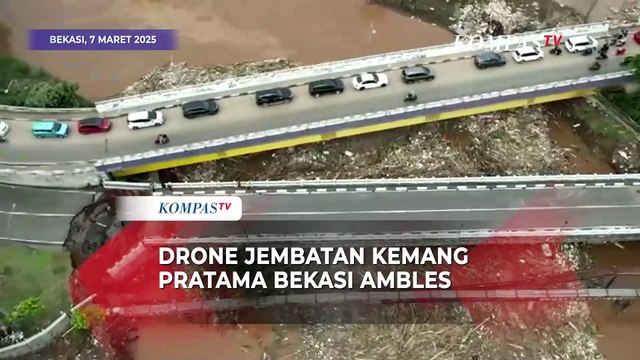 Drone Penampakan Jembatan Kemang Pratama Bekasi Ambles, Jawa Barat
