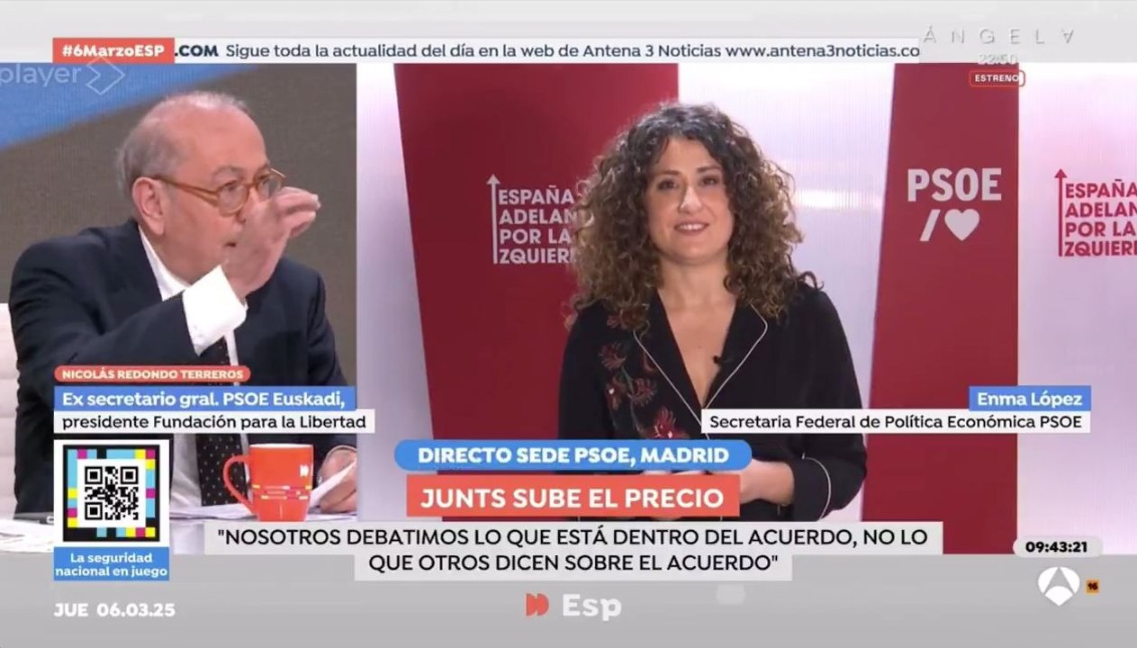 Nicolás Redondo apabulla a una vocera de Pedro Sánchez desmontando las  trampas del pacto con Puigdemont