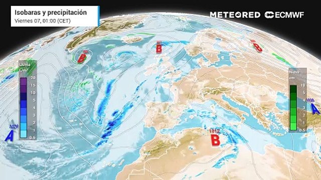 Tren de borrascas atlánticas con Jana a la cabeza