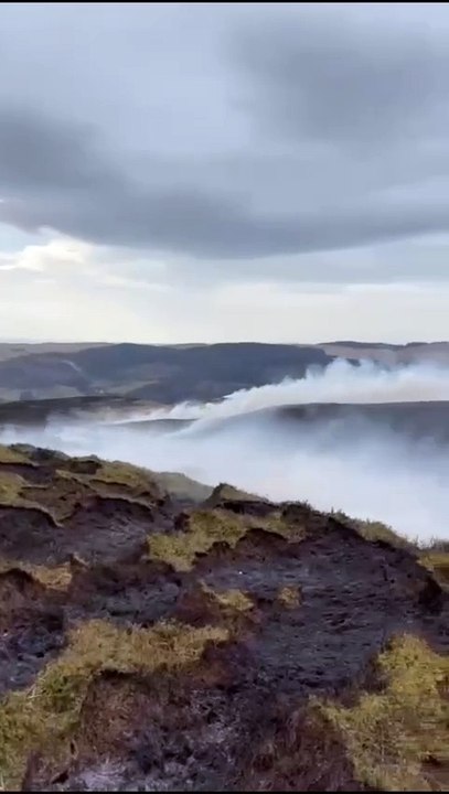 A grass fire in Ponterwyd, Aberystwyth