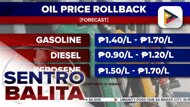 Malakihang bawas-presyo sa mga produktong petrolyo, inaasahan sa susunod na linggo ayon sa DOE