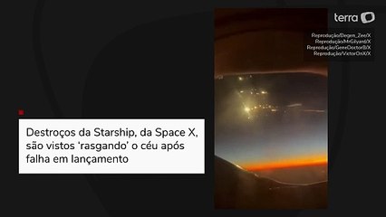 Destroços da Starship, da Space X, são vistos ‘rasgando’ o céu após falha em lançamento