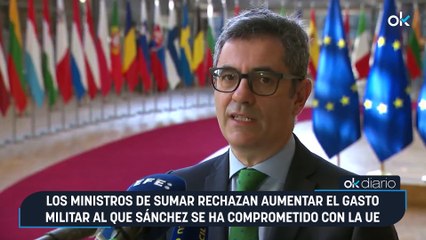 Los ministros de Sumar rechazan aumentar el gasto militar al que Sánchez se ha comprometido con la UE