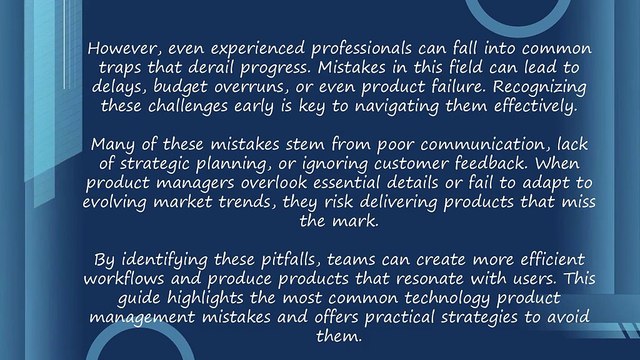 Top Technology Product Management Mistakes and How to Avoid Them by Tech Product Management Professionals including Yusuf Bozkaya