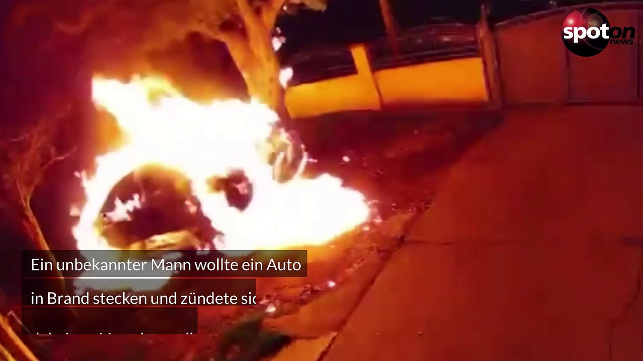 Mann will Auto anzünden und steckt sich selbst in Brand