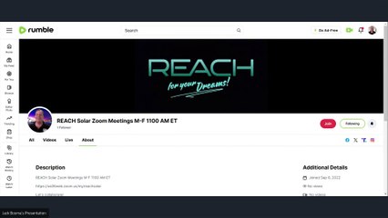 REACH Solar Zoom Meetings M-F 1100 AM ET