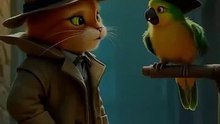 🔍 Detective Cat vs. Suspicious Parrot! 🦜#foryou #cat #funny