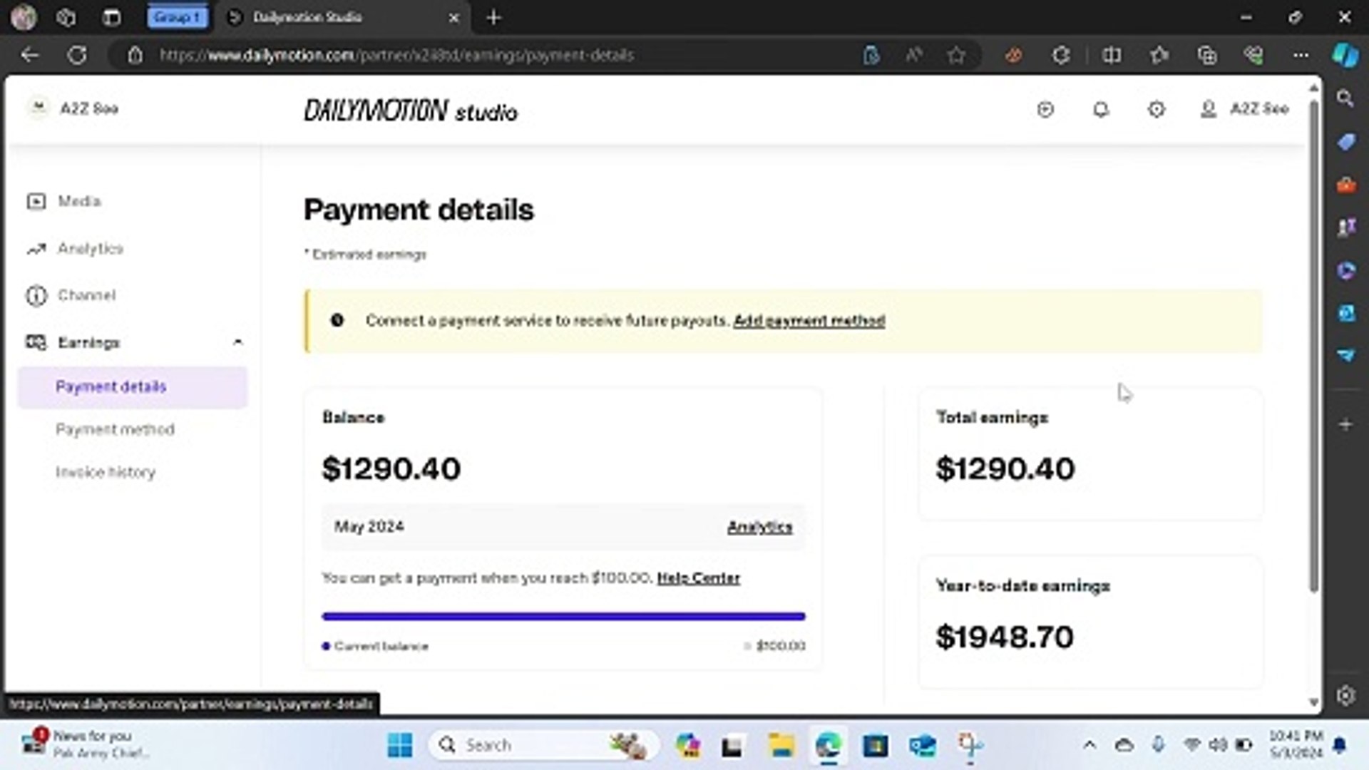 ⁣My Dailymotion earning proof how to earn 1000 with Dailymotion making money online