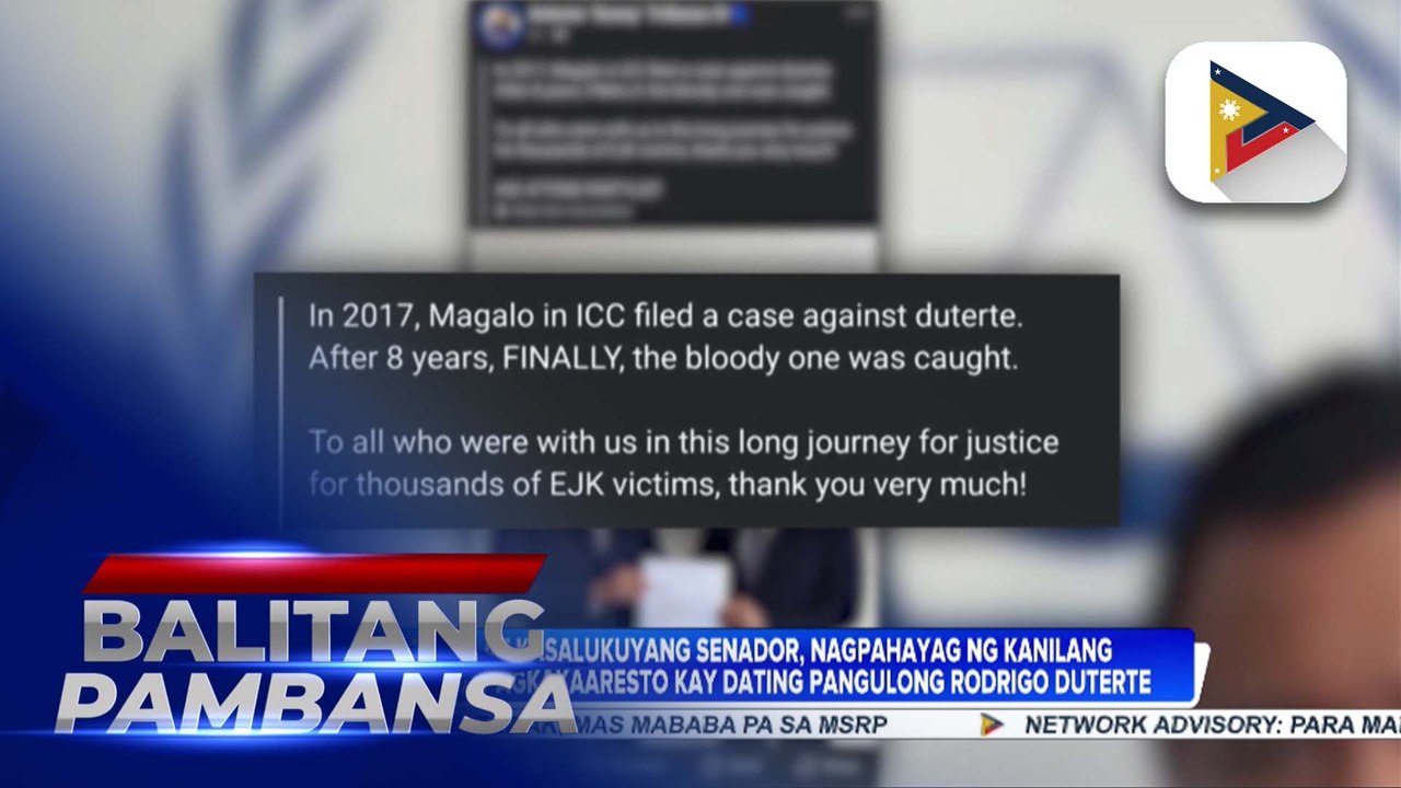 Mga dati at kasalukuyang senador, nagpahayag ng kanilang saloobin sa pagkakaaresto kay dating Pangulong Rodrigo Duterte
