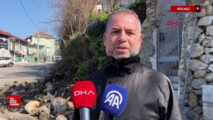 Kocaeli'de istinat duvarı çöktü, 3 katlı bina boşaltıldı