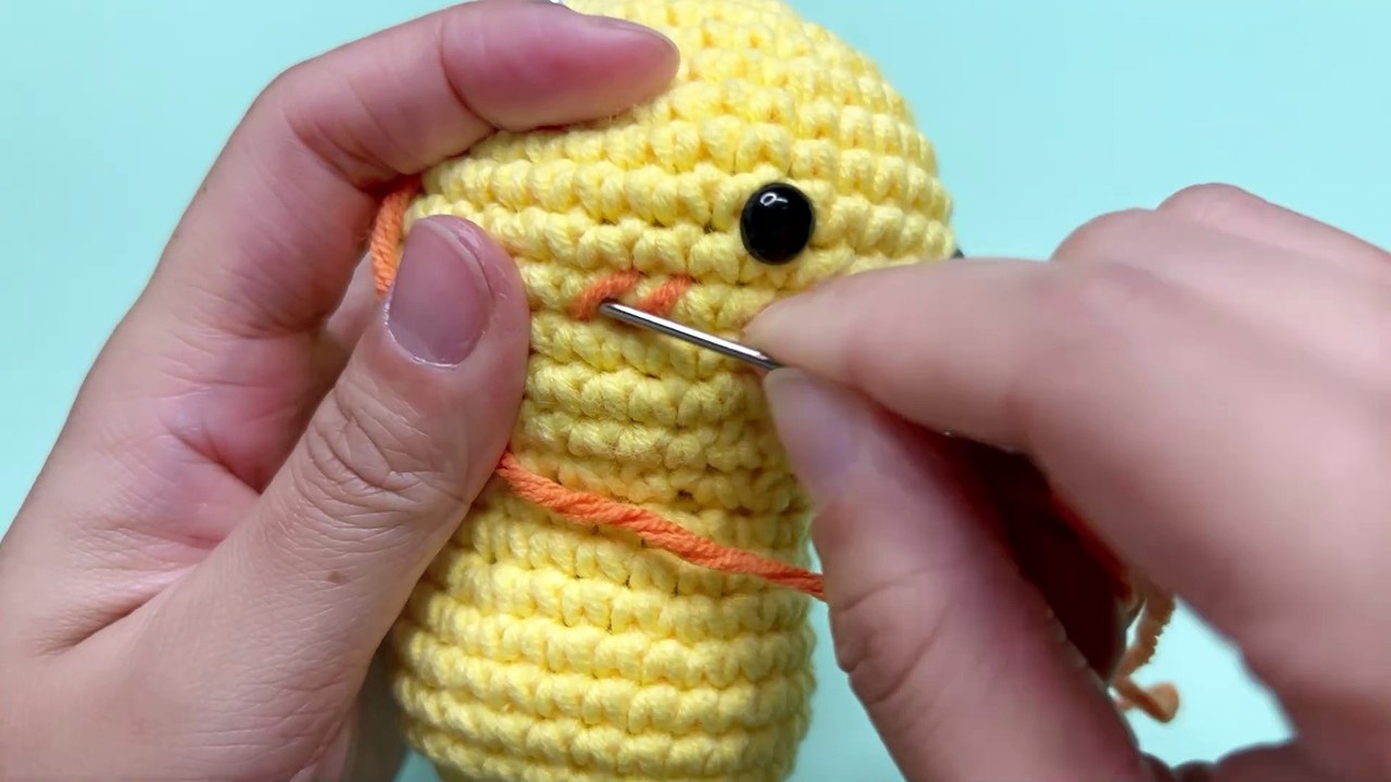 Crochet Dragon Tutorial: 8. How to Embroider the Dragon Nose & Attach the Tail!