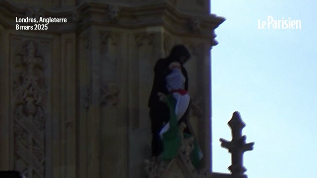 Londres : un homme grimpe sur Big Ben avec un drapeau palestinien