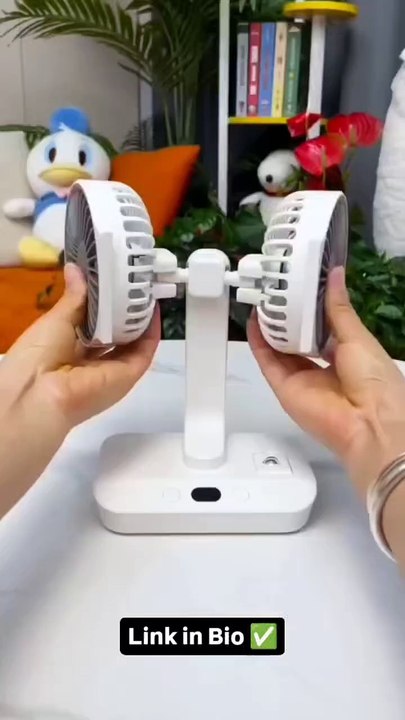 🌬️ Dual Head Fan | Powerful & Adjustable Cooling for Home & Car 🚗❄️