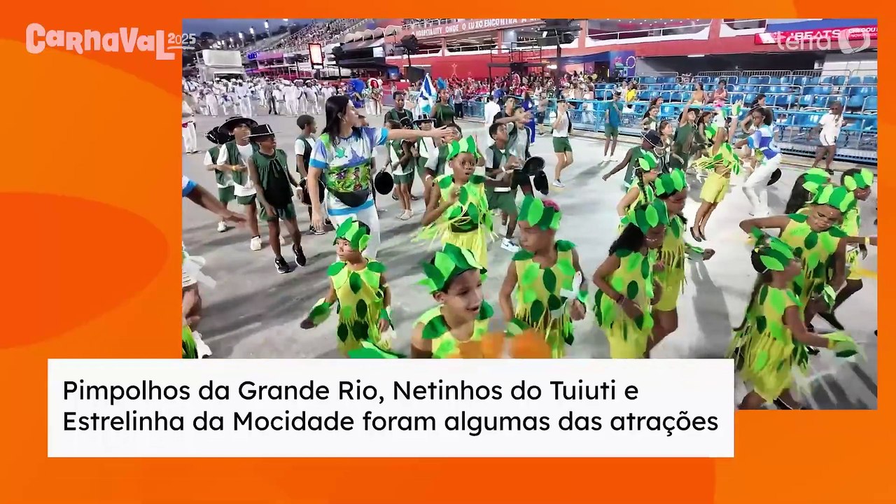 Fofura na Sapucaí: escolas de samba mirins desfilam no fechamento do carnaval