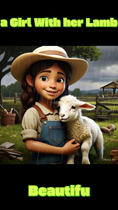 A littele Girls with her Lamb