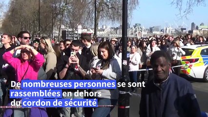 GB: un homme sur Big Ben à Londres avec un drapeau palestinien
