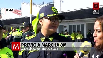 Oficiales de la Secretaría de Seguridad Ciudadana respaldan la marcha del 8M en CdMx