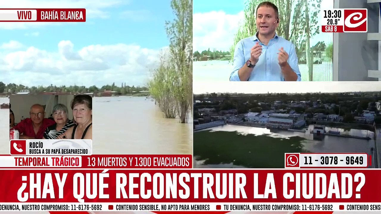 Desesperada búsqueda de un hombre de 54 años desaparecido en las inundaciones de Bahía Blanca