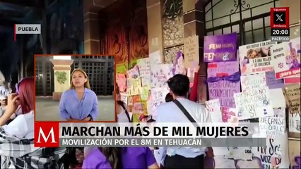 En el 8M, mujeres marchan en Tehuacán para exigir justicia por feminicidios