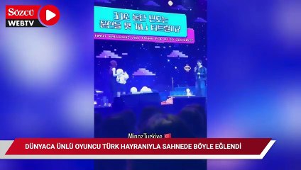 Dünyaca ünlü oyuncu Türk hayranıyla sahnede böyle eğlendi