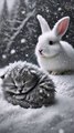 Cute rabbit helps poor hungry and cold kitten 🐰