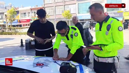 Antalya'da polise yakalanan motorlu bisiklet sürücüsünden ilginç savunma