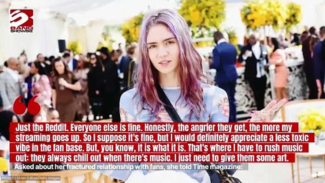 Grimes wishes parts of her fanbase had a "less toxic vibe" video