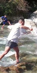 Cast Netting in Nepal | Small Stream River Fishing in Nepal \