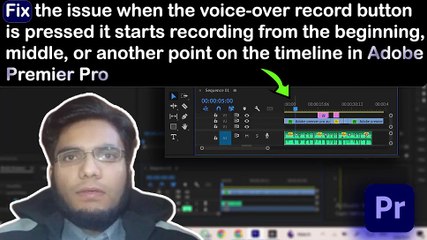 How to fix the issue in Adobe Premiere Pro where pressing the voice-over record button starts recording from the beginning, middle, or another point on the timeline