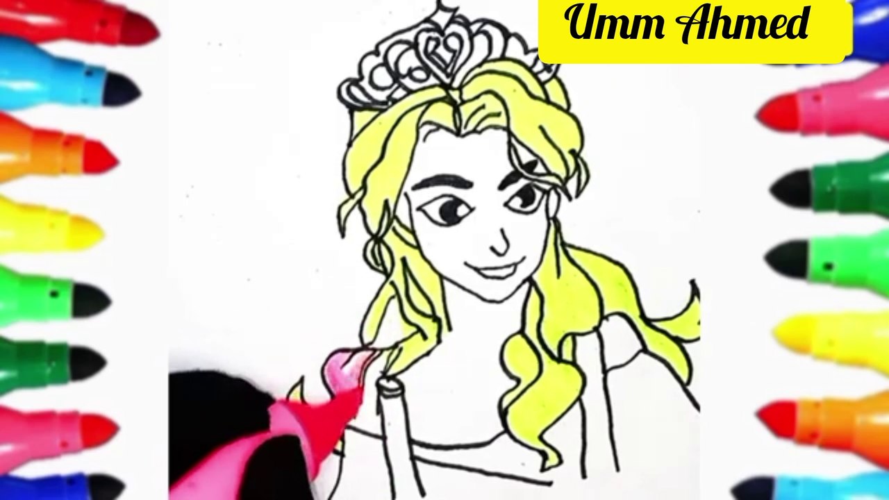 Colour A Cute Princess Barbie In My Style/ Drawing Princess Tutorial On Dealymotion/ ‎@UmmAhmed 