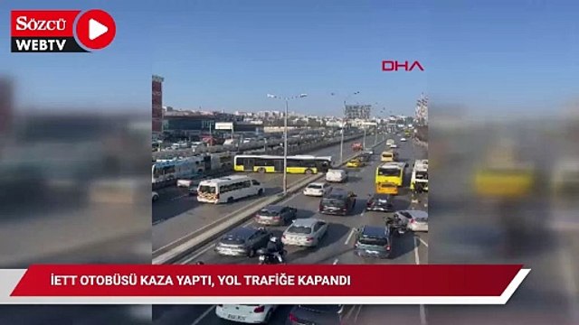Esenyurt'ta İETT otobüsü kaza yaptı, yol trafiğe kapandı