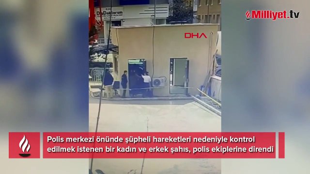 Polis merkezinde önünde arbede! Çılgına dönen kadın polise saldırdı